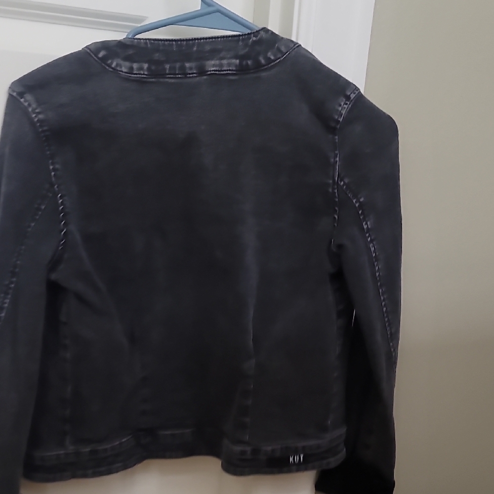 KUT BRAND- Size Small Women Black Denim Jacket - Picture 7 of 15